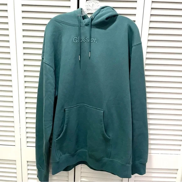 Glossier Limited Edition Sage Dark Green Logo Hoodie - Picture 3 of 11